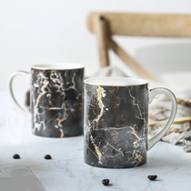 Nordic ins simple ceramic cup creative marble pattern mug couple cup home water cup milk breakfast cup
