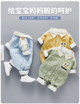 Baby Siamese clothes in the spring and autumn outer wear newborn romper male Korean version of the Western style cotton is one year old baby girl Spring