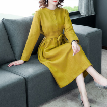 Large size womens clothing spring and summer acetate satin silk mulberry silk high-end ethnic style dress long sleeves middle-aged mother
