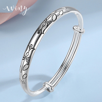 Winy9999 sterling silver bracelet girl fashion wild foot silver rose solid bracelet to give girlfriend gift silver jewelry
