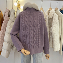 Lolora Port Wind Twist Half Turtleneck Sweater Womens Winter New Pure Color Simple Straight Pullover Long Sleeve Top Tide