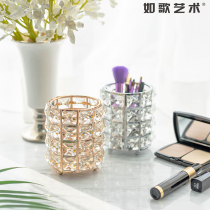 European creative crystal pen holder makeup brush storage box dressing table decorative cans girls desktop ornaments