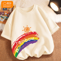 New article Barabara Barabaras cotton to girl short sleeve T-shirt 2022 new pure cotton rainbow CUHK