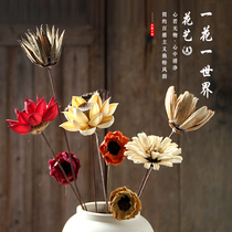 Dry lotus bouquet dried flower with leaf imitation Flower home decoration flower arrangement decoration bedroom living room Floral Art small Lotus head