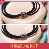 ins Korean version of the head rope small fresh hair rope bow love simple hair rhinestone 4 strands of rope leather case leather band hair ring