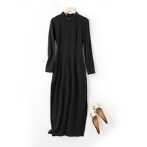 National Tide Qipao Young style 2021 New autumn improvement teenage girl Cognitive Tandem Dress Long Sleeve Black Daily Mid-Length