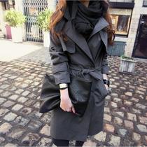 Windbreaker womens long spring and autumn new Korean version loose thin Hepburn wind charcoal gray small coat coat tide