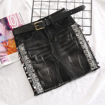 Denim skirt women Summer new Korean bag hip skirt 2020 Spring Black slim slim skirt one step skirt