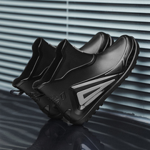 New small code Rain shoes Mens Detrain Locomotive Wind Outdoor Fishing Takeaway Rider Rain Boots Carwash Work Water Shoes Glue Shoes