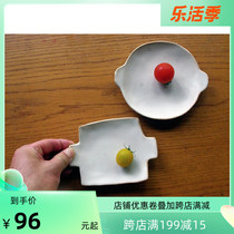 Kookugawa Machi House Japan Yako Burning Retro Ceramic Small Square Dish Small Disc Dining Dish Dessert Dish Fruit Dish