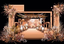 7 sets of autumn wedding orange renderings stage background material design psd file design layered wedding props