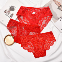 Red Briefs Female this year Female Female Tiger Sexy Lace Pure Cotton Stall Low Waist Lady Sexual Apologems for the Year of the Tiger