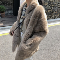 MSbeast casual fashion imported Tuscan fur one-piece coat womens short wool fur lapel