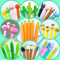 Vegetable and fruit gel pen set Cute cartoon cactus radish soft glue plant black signature water pen bag gift