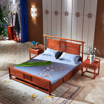 Mahogany Queen style 1 8 meters double bed bedroom Rosewood sandalwood hedgehog nuptial bed minimalist furniture combination