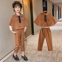 Childrens clothing female middle-aged childrens autumn new style shawl suit net red foreign style fashion Korean version domineering womens primary school students