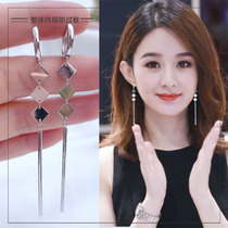 Long temperament S925 sterling silver earrings 2021 New tidal Net red earrings female senior sense French ear buckle earrings