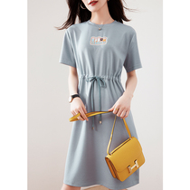 Gentle wind dress summer 2021 new high waist drawstring soft cute cat paw age reduction thin short-sleeved temperament T-shirt skirt