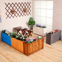 Outdoor courtyard decoration partition floor floor floor flower bed pool flower stand flower tray outdoor anticorrosive wood flower box Flower Pot restaurant balcony