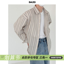 DAZO striped shirt male long sleeve spring autumn style jacket loose 100 hitch collar shirt Korean version Chains lazy wind