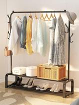  Clothes rack folding indoor household simple coat rack floor-to-ceiling bedroom small hanger clothes rack shelf