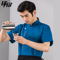 Chefs Work Suit Men Short Sleeves Summer Breathable Thin men and women Dining Rear Kitchen Clothing Chefs Suit Print