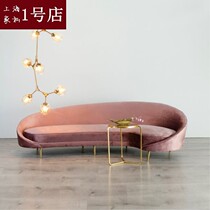 Nordic Light Lavish Velvet Arc Sofa Soft Fashion Designer Creative Sofa Hotel Lobby Semicircle Bean Sand Powder Sofa