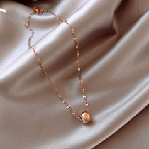 Not dropping color lukewarm wind round ball titanium steel necklace Korean version rose gold pendant temperament 100 lap lock bone chain neck ornament