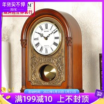 Lisheng clock European living room retro solid wood clock Chinese furniture art ornaments decorative table clock clock