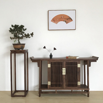 Molin new Chinese style entrance cabinet solid wood living room partition cabinet Zen black walnut hall cabinet old elm for table