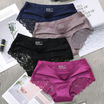 d (Xishiman 2 3 pack) Incognito lace pure cotton antibacterial sexy breathable hip ultra-thin waist panties