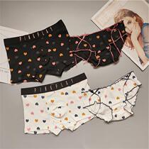 Breathable cotton couple underwear summer cute cartoon couple Summer Sweet Sexy mid-waist underwear set