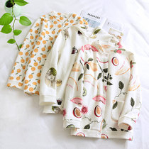 Single Piece Blouse Autumn Winter Pyjamas Lady Pure Cotton Thickened Air Cotton Warm Triple Clip Cotton Long Sleeve Home Clothing Thin