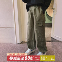 Girls work dress pants 2022 new children Spring and autumn casual pants CUHK Loose Nets Red Fried Street Thin pants