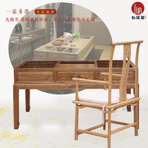 Solid wood office desk Writing desk Household desk Tea table chair Old Elm Zen glass display cabinet Booth table Multi-purpose