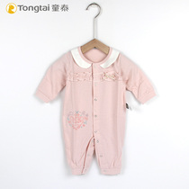 Tongtai baby jumpsuit baby round neck crotch 1-3-6 12 months male and female newborn spring and autumn climbing suit