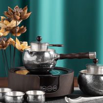 Pure silver side pot tea boiler with filter tea making old pot tea ceremony household hand made tea silver pot