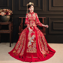 2021 new bride wedding show Wo dress out of the cabinet wedding dress Dragon and phoenix coat Chinese wedding dress spring and summer dress toast show and