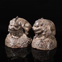  Old navy blue stone beast Pixiu Stone Town pair H-3099