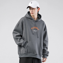 2021 autumn new shoulder pullover sweater mens hoodie Tide brand loose Joker coat