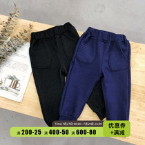 Childrens integrated suede jeans Male girl girl Gardenim Jeans Warm Pants Winter style Childrens baby warm pants tide