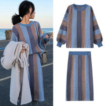 Autumn and winter clothes 2021 New Tide size womens half-body dress autumn fashion two-piece dress High sense