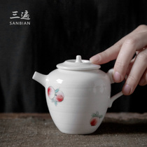 Three times Jingdezhen hand-painted tea teapot Household Kung Fu tea hand-made retro tea pot Kung Fu small teapot