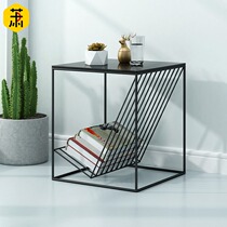 Nordic black painted metal coffee table iron bedside cabinet modern simple and simple creative Square Coffee Table