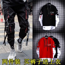Bellanson Horse Mens casual clothing suit Male trends Korean version hip hop Hip Hop Card Loose Tooling Pants Fall One