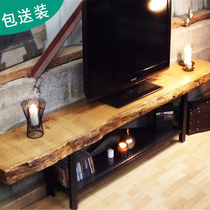 Bedroom bed and breakfast Hotel hotel TV cabinet room Solid wood master bedroom bench Wrought iron industrial style room simple customization