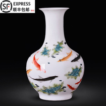 Jingdezhen ceramic ornaments Chinese vase Home flower arrangement Living room table decoration Pastel vase wine cabinet decoration