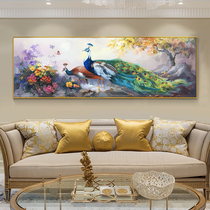New Chinese Living Room Decoration Painting Hand-painted Peacock Hung Painting Sofa Background Wall Restaurant Mural American Oil Painting Auspicious Bird