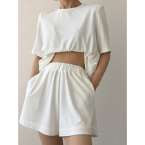 ACUPT shirt suit two-piece set 2021 summer new European and American style advanced sense design sense minority sports suit women