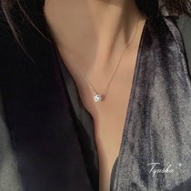 Classic four-jaw 1 5 karat temperament Princess high quality zircon S925 sterling silver necklace choker-retaining paragraph